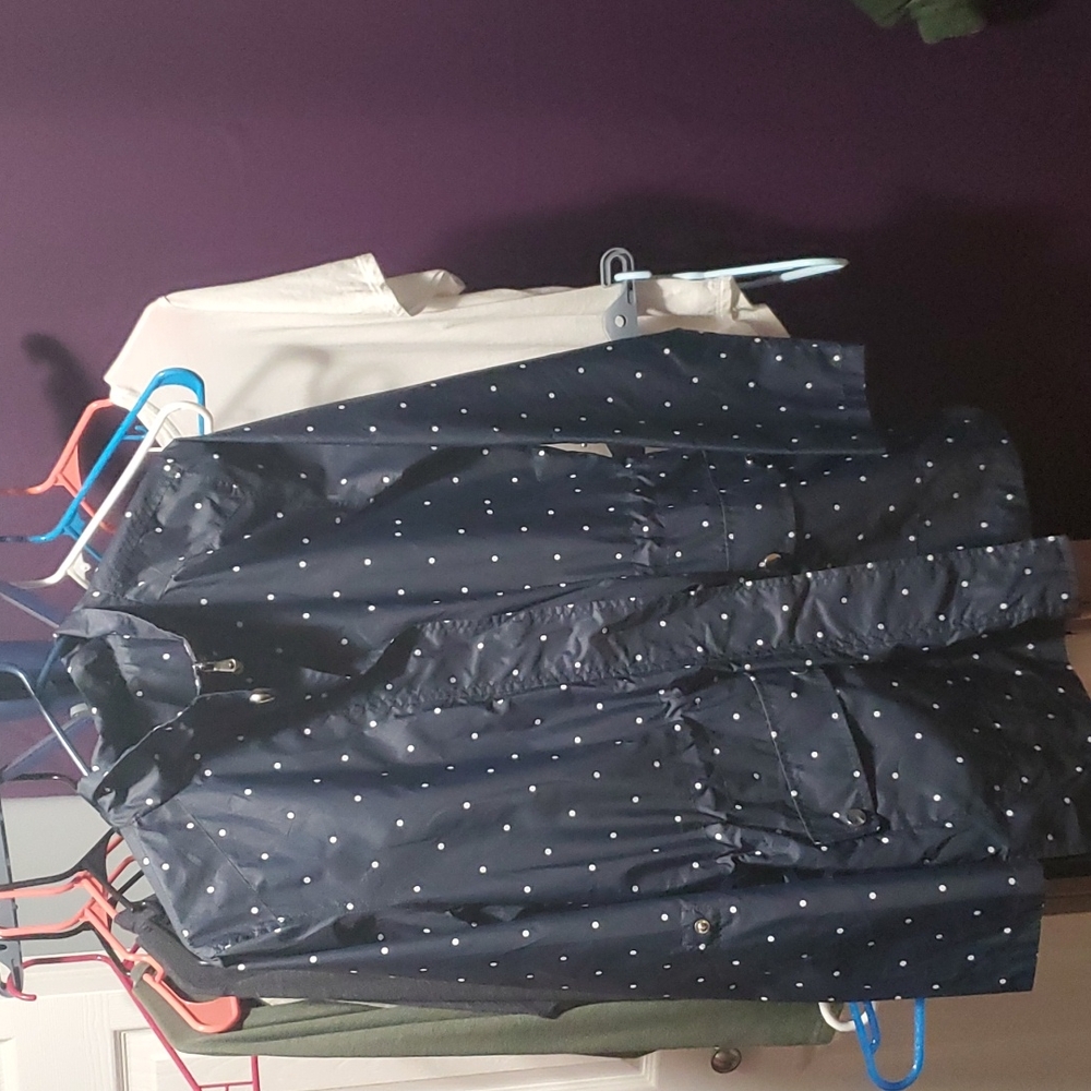 Ladies Navy Polka Dot Raincoat